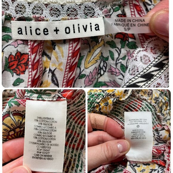 Alice + Olivia Cherelle Printed Cropped Blouse – Size Small - Picture 6 of 12